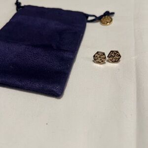 Tory Burch Gold Plated Hexagon Stud Earrings